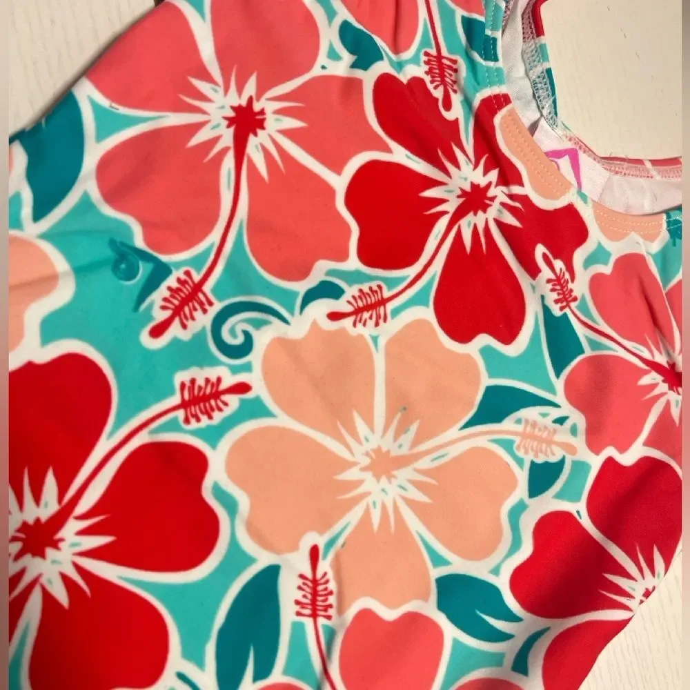 NWT Kanu Surf Girls Pink Hibiscus Swimsuit One Piece Sz 4T / 4